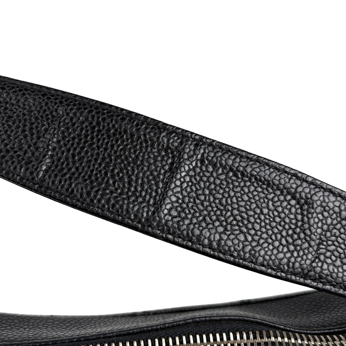 Chanel CC Logo Chain Shoulder Bag Quilted Caviar Leather Black — view 9