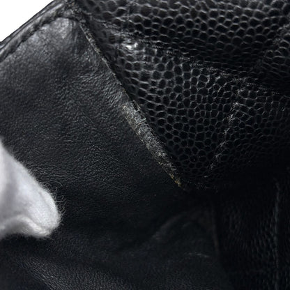 Chanel CC Logo Chain Shoulder Bag Quilted Caviar Leather Black — view 8