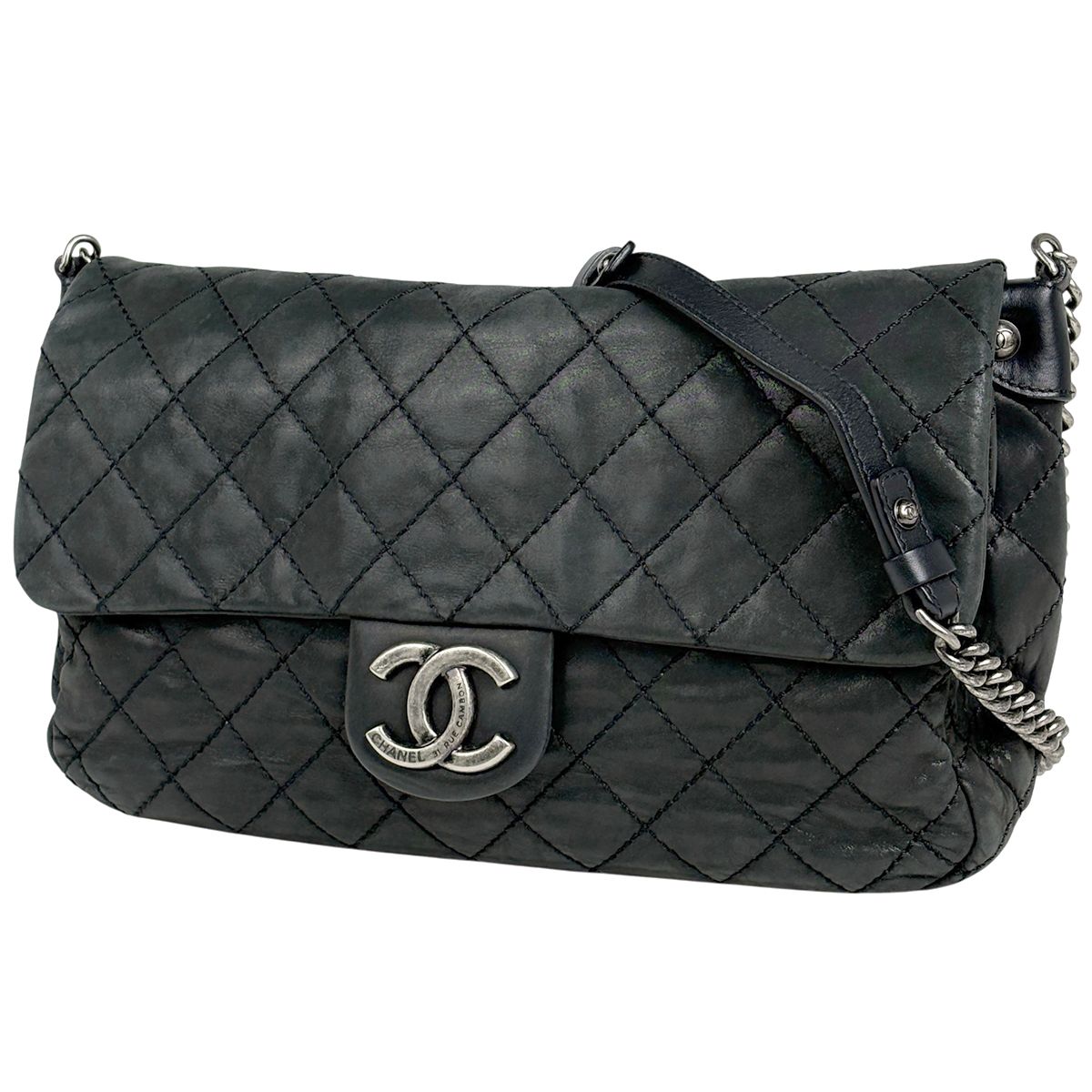 Chanel Wild Stitch Che Shoulder Bag CC Logo Black