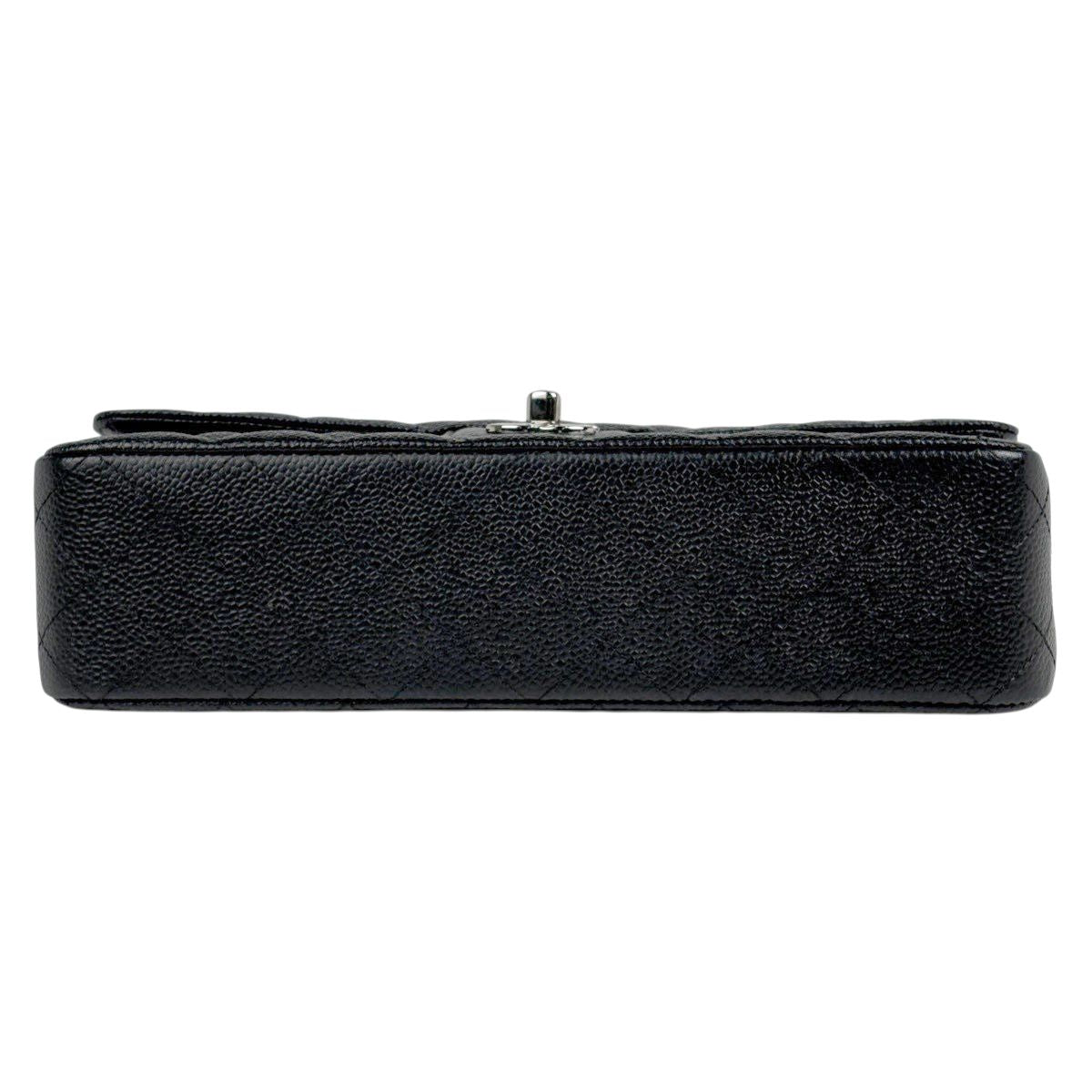 Chanel Quilted Double Flap Chain Shoulder Bag CC Logo Caviar Leather Black — view 5