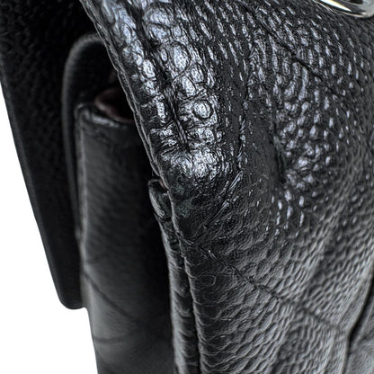 Chanel Quilted Double Flap Chain Shoulder Bag CC Logo Caviar Leather Black — view 8