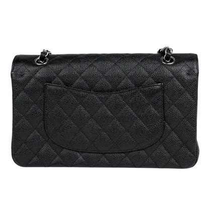 Chanel Quilted Double Flap Chain Shoulder Bag CC Logo Caviar Leather Black — view 3