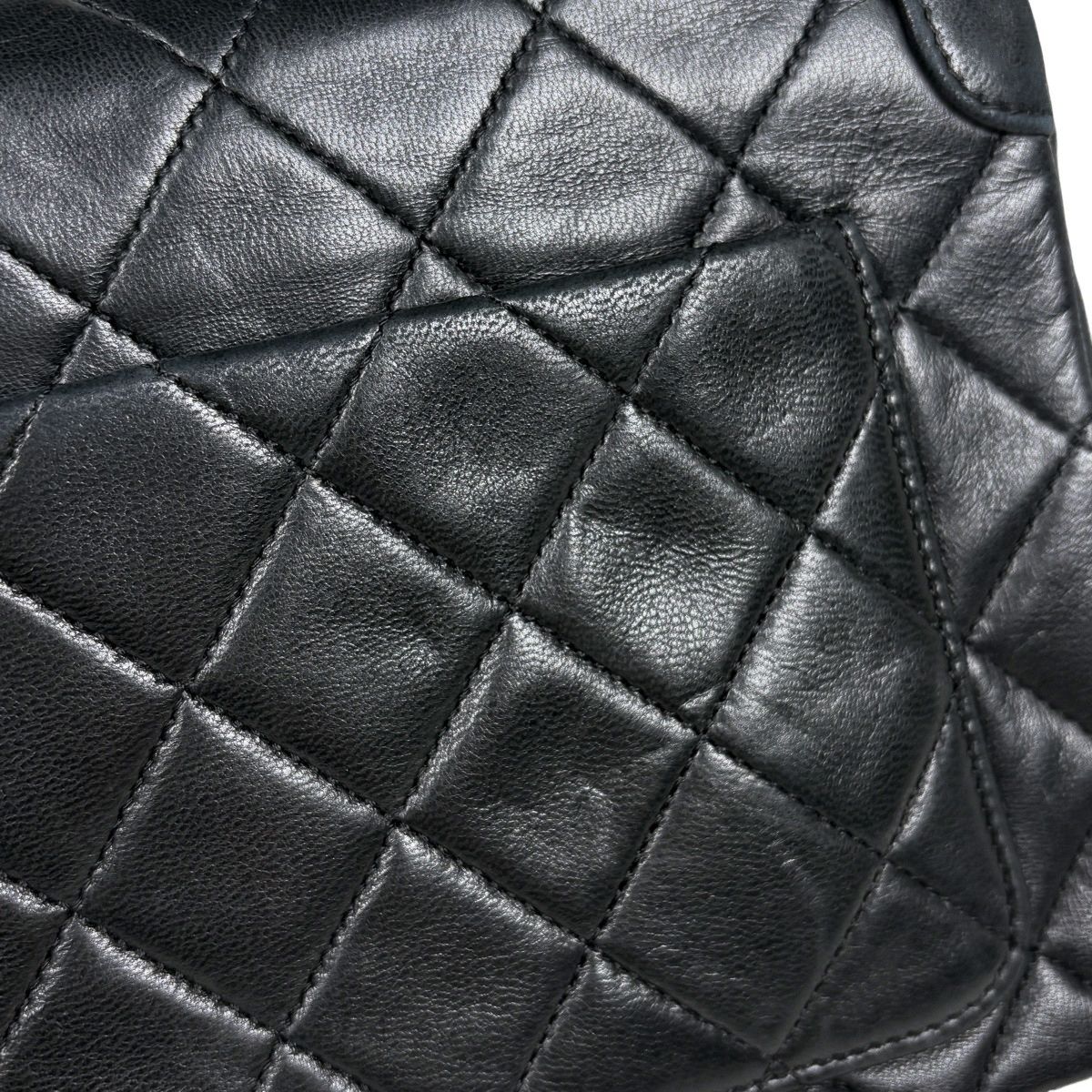 Chanel CC Logo Chain Shoulder Bag Quilted Leather Black — view 8
