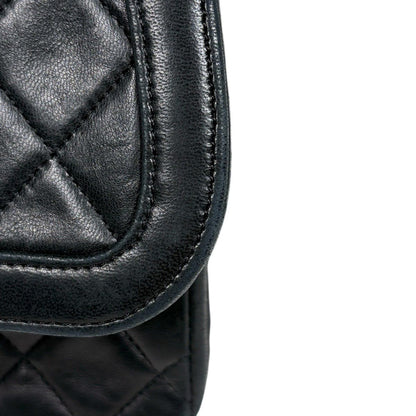 Chanel CC Logo Chain Shoulder Bag Quilted Leather Black — view 9