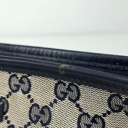 Gucci GG Pattern Shoulder Bag Sherry Line Canvas Navy Beige — view 5