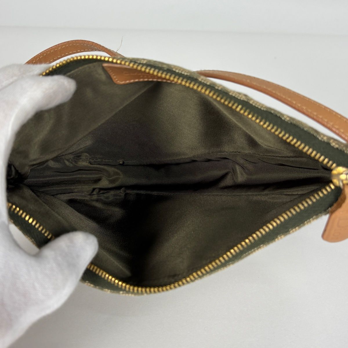 Dior o-le Tobta Pattern delebag Khaki Shoulder Bag Canvas Green — view 8
