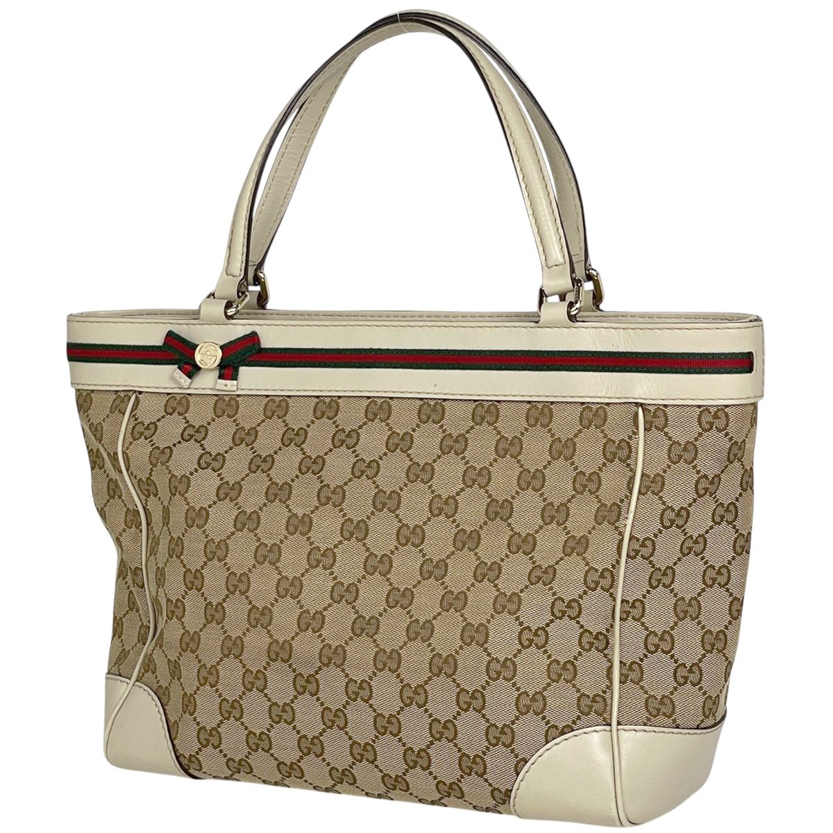 Gucci GG Pattern Tote Sherry Line Canvas Beige