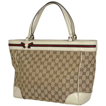Gucci GG Pattern Tote Sherry Line Canvas Beige