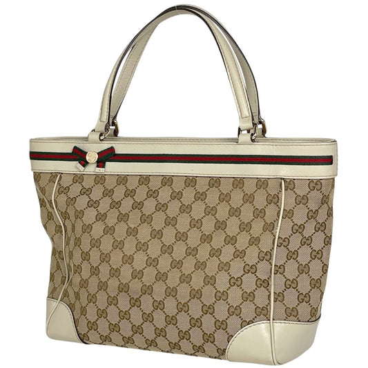 Gucci GG Pattern Tote Sherry Line Canvas Beige