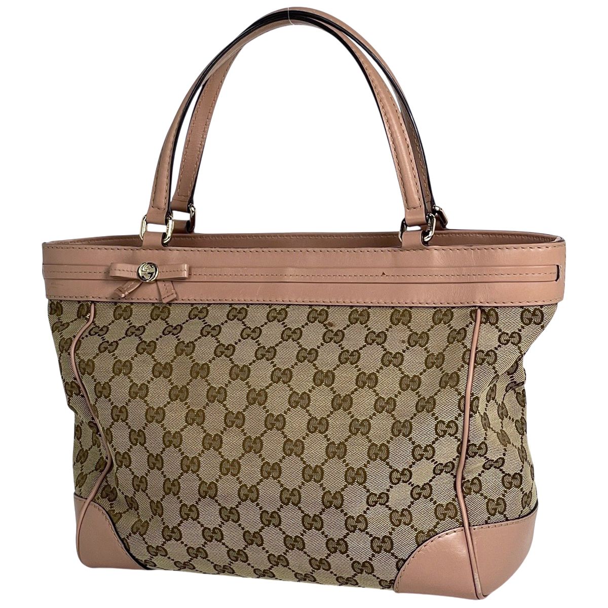 Gucci GG Pattern Tote Canvas Beige Pink
