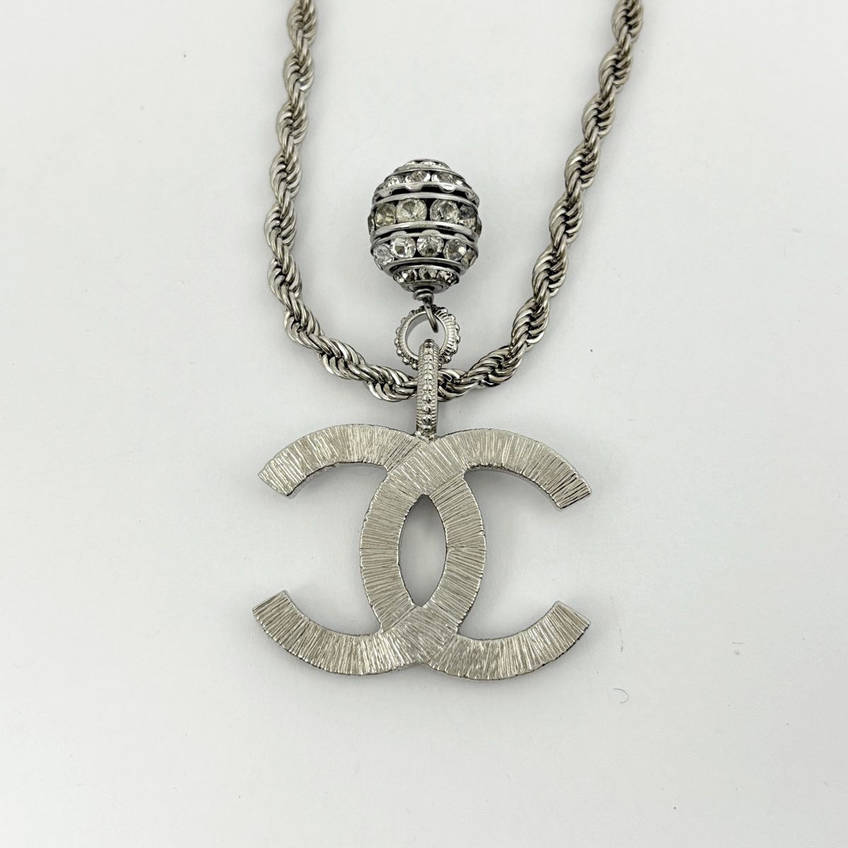 Chanel CC Logo Line Necklace Silver Plating — view 2