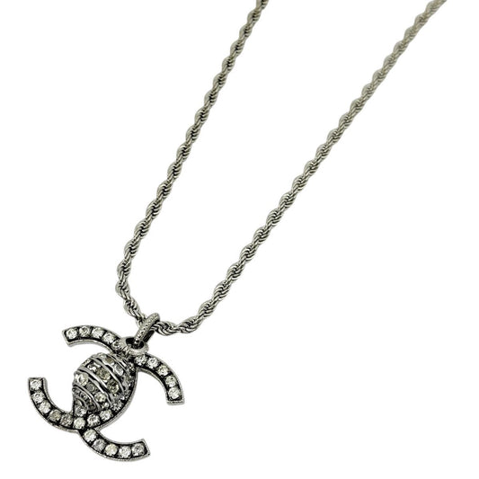 Chanel CC Logo Line Necklace Silver Plating