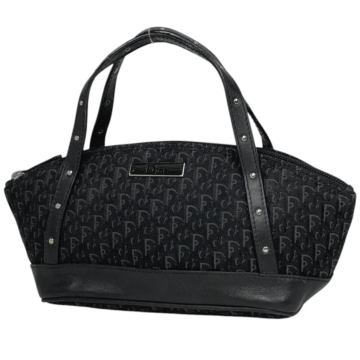 Dior o-le Tobta Pattern Handbag Canvas Black