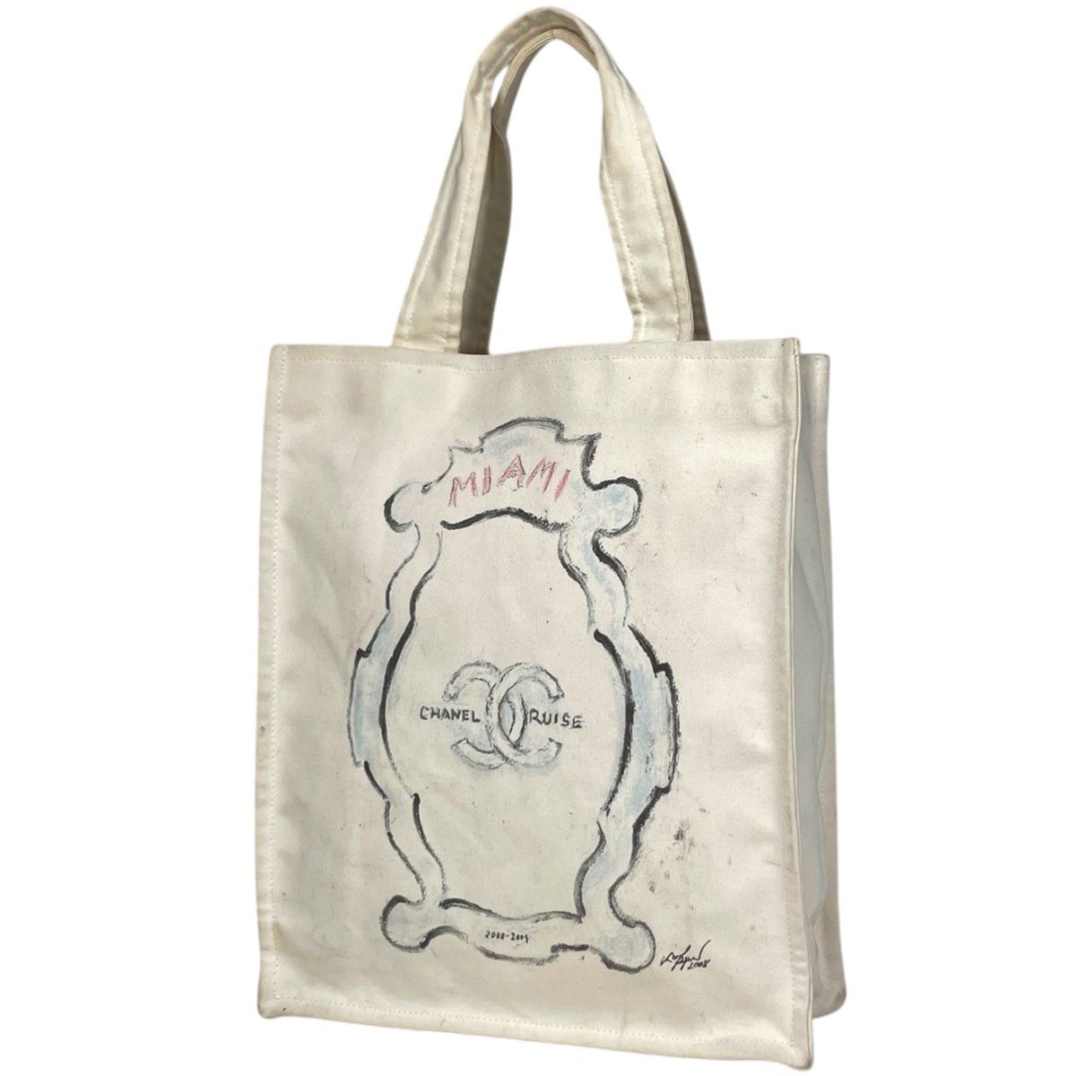 Chanel CC Logo Tote Kuru Zline Canvas White