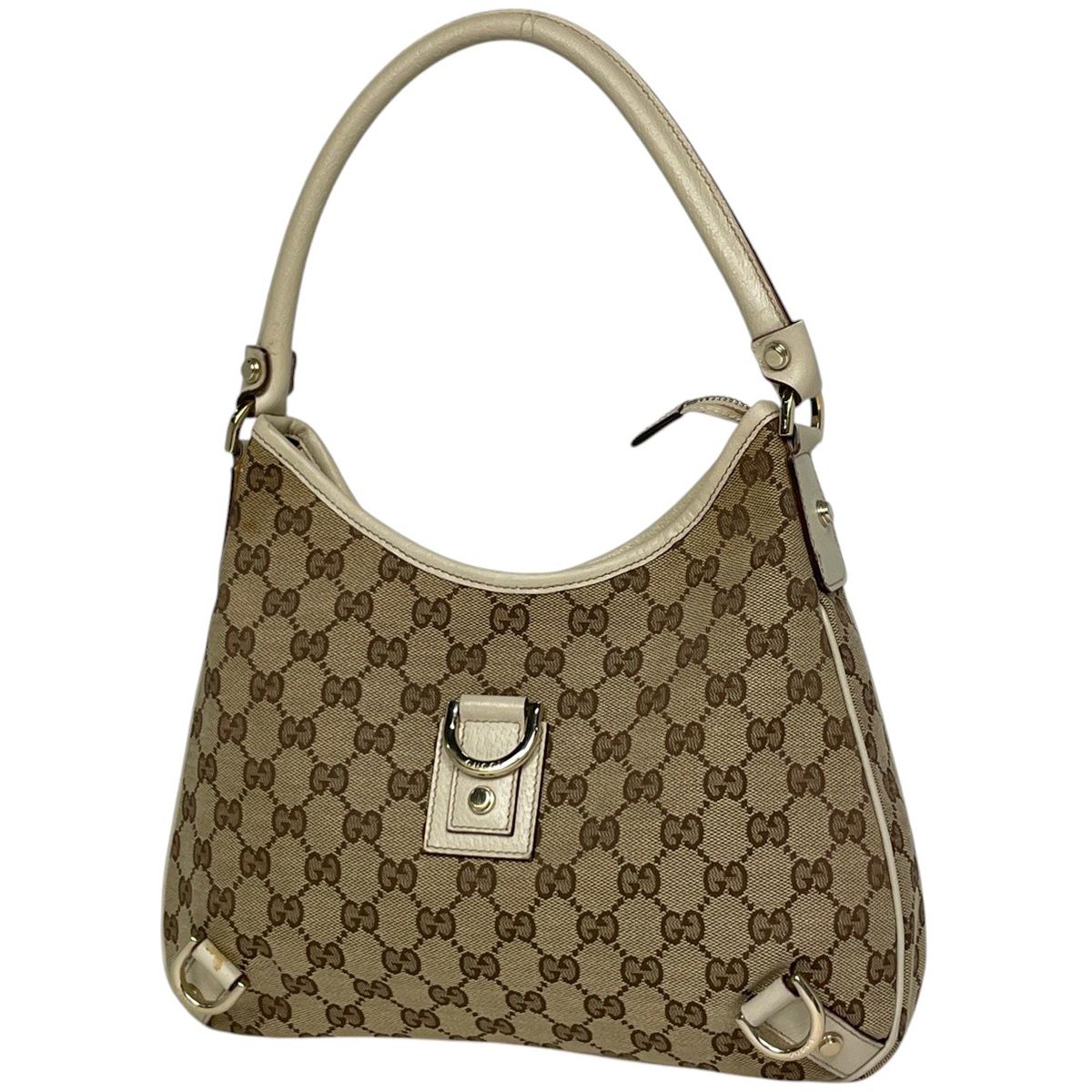 Gucci GG Pattern Shoulder Bag Abbey Canvas Beige