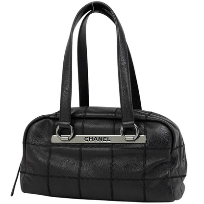 Chanel Choco Bar Mini Handbag Leather Black