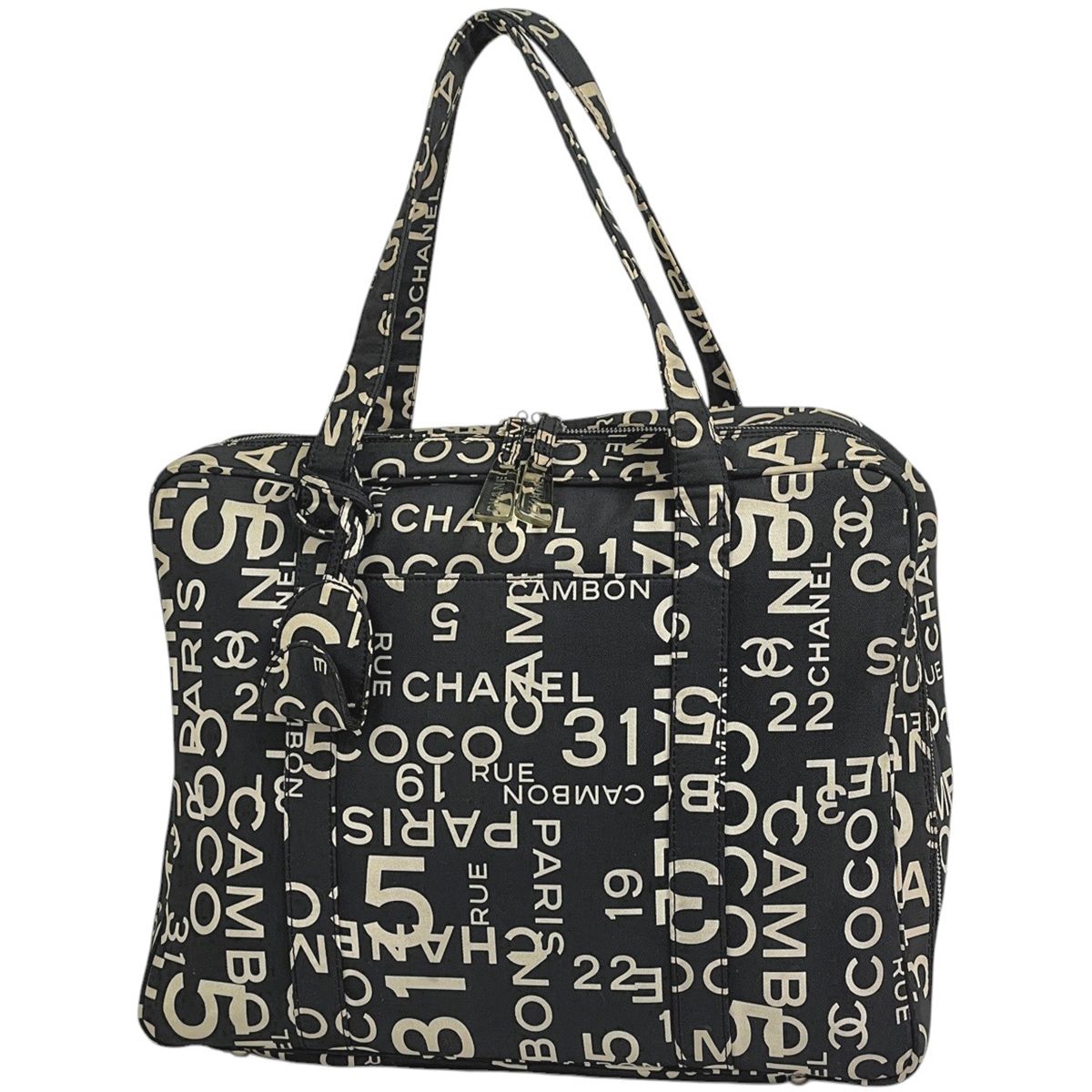 Chanel Tote Canvas Black White
