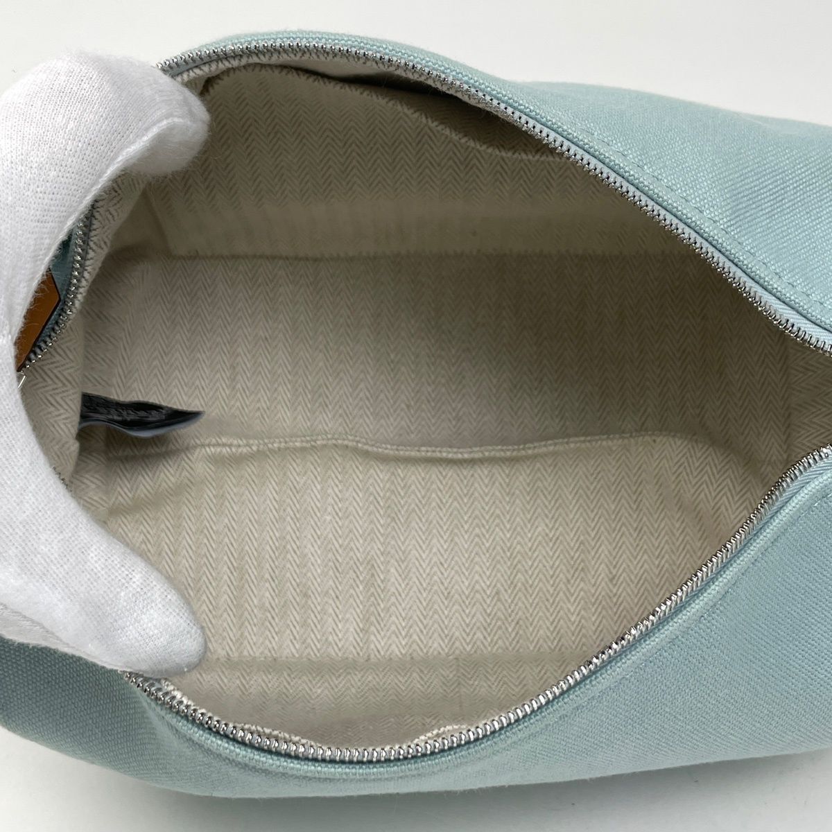 Hermes Black PM Pouch Logo Handbag Cotton toblue — view 7