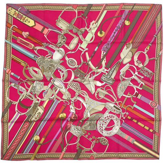 Hermes Carre 90 Concours D'etrers Scarf Silk Pink Multicolor