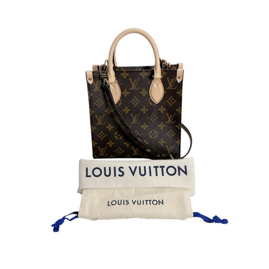 Louis Vuitton Monogram Handbag Sac Plat BB Brown