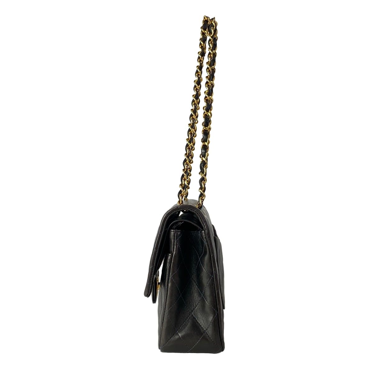 Chanel Shoulder Bag Double Quilted Black Gold Che — view 4