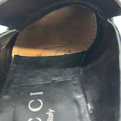 Gucci Loafers 41 Black Plate Logo Leather — view 9