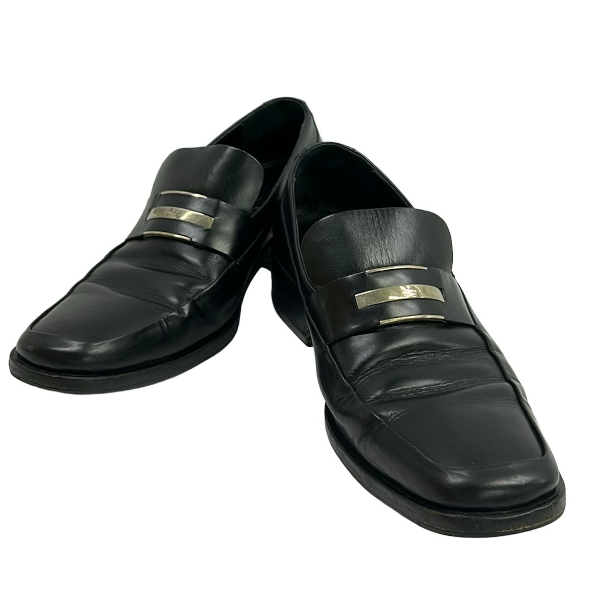 Gucci Loafers 41 Black Plate Logo Leather — view 2