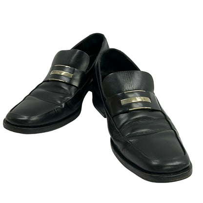 Gucci Loafers 41 Black Plate Logo Leather — view 2