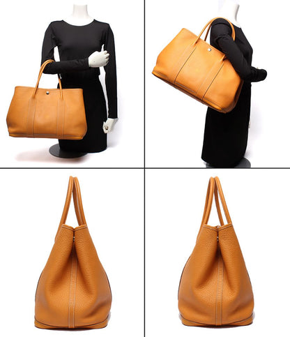 Hermes Tote Silver Garden Party PM 36 Taurillon Clemence — view 9