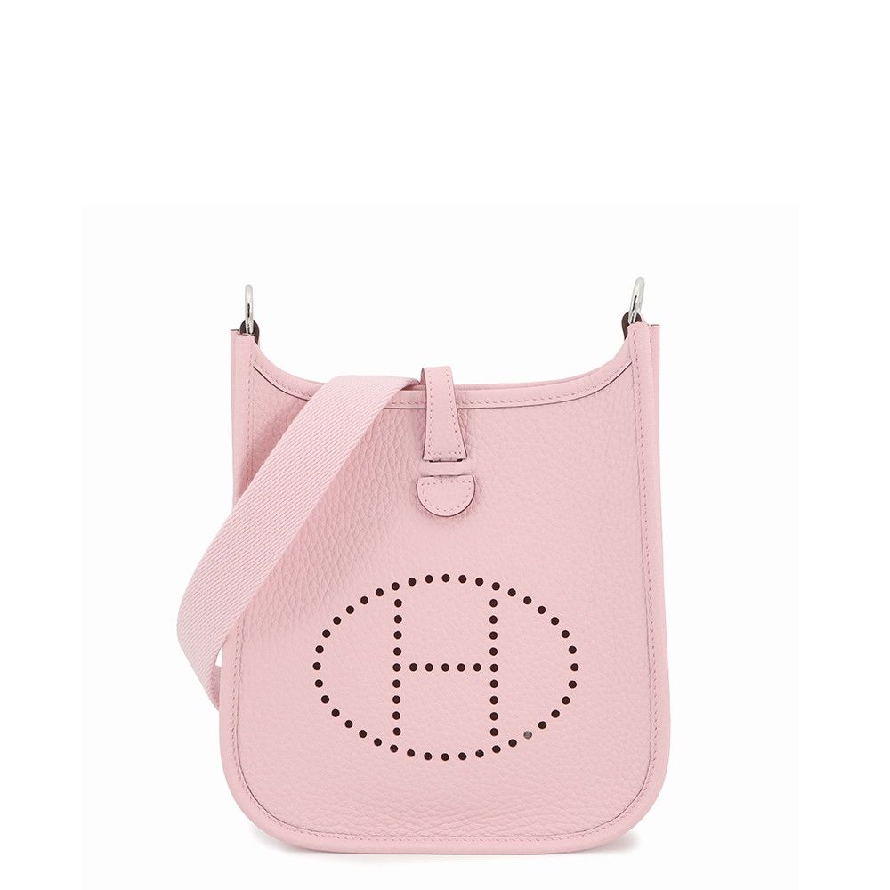 Hermes Shoulder Bag Evelyne TPM 111 cm Rose Sakura Silver Taurillon Clemence