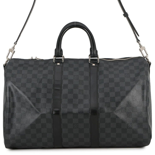 Louis Vuitton Boston Bag Damier Graphite Keepall Bandouliere 45 Travel Black