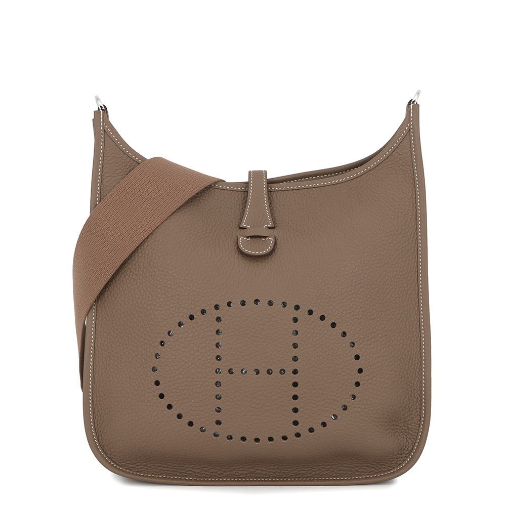 Hermes Shoulder Bag Evelyne 3 PM Etoupe Silver Taurillon Clemence