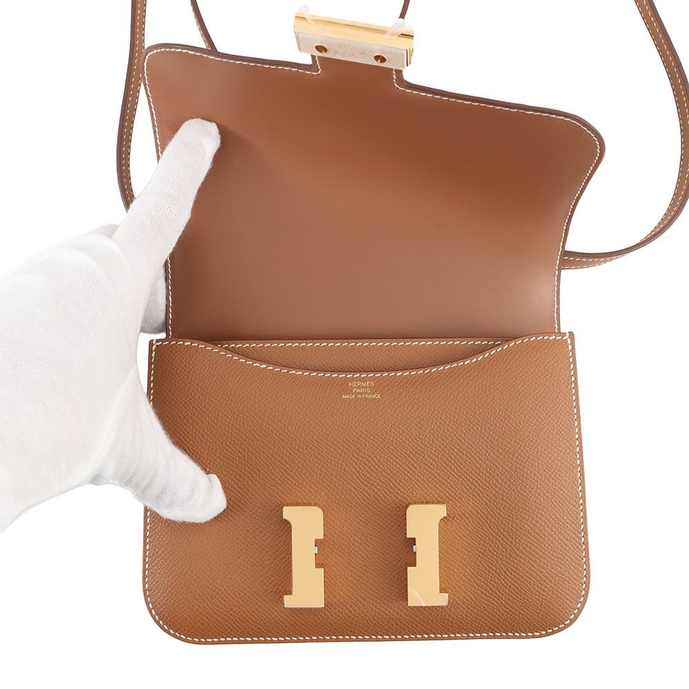 Hermes Shoulder Bag Mini Constance 3 Miloire Gold Epsom — view 6
