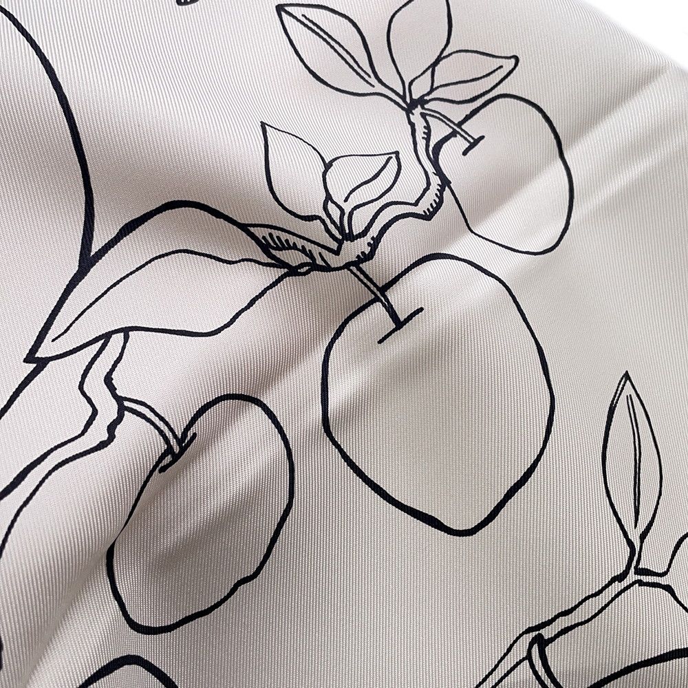 Hermes Scarf Carre 90 Pommier Sellier Silk White Black — view 2