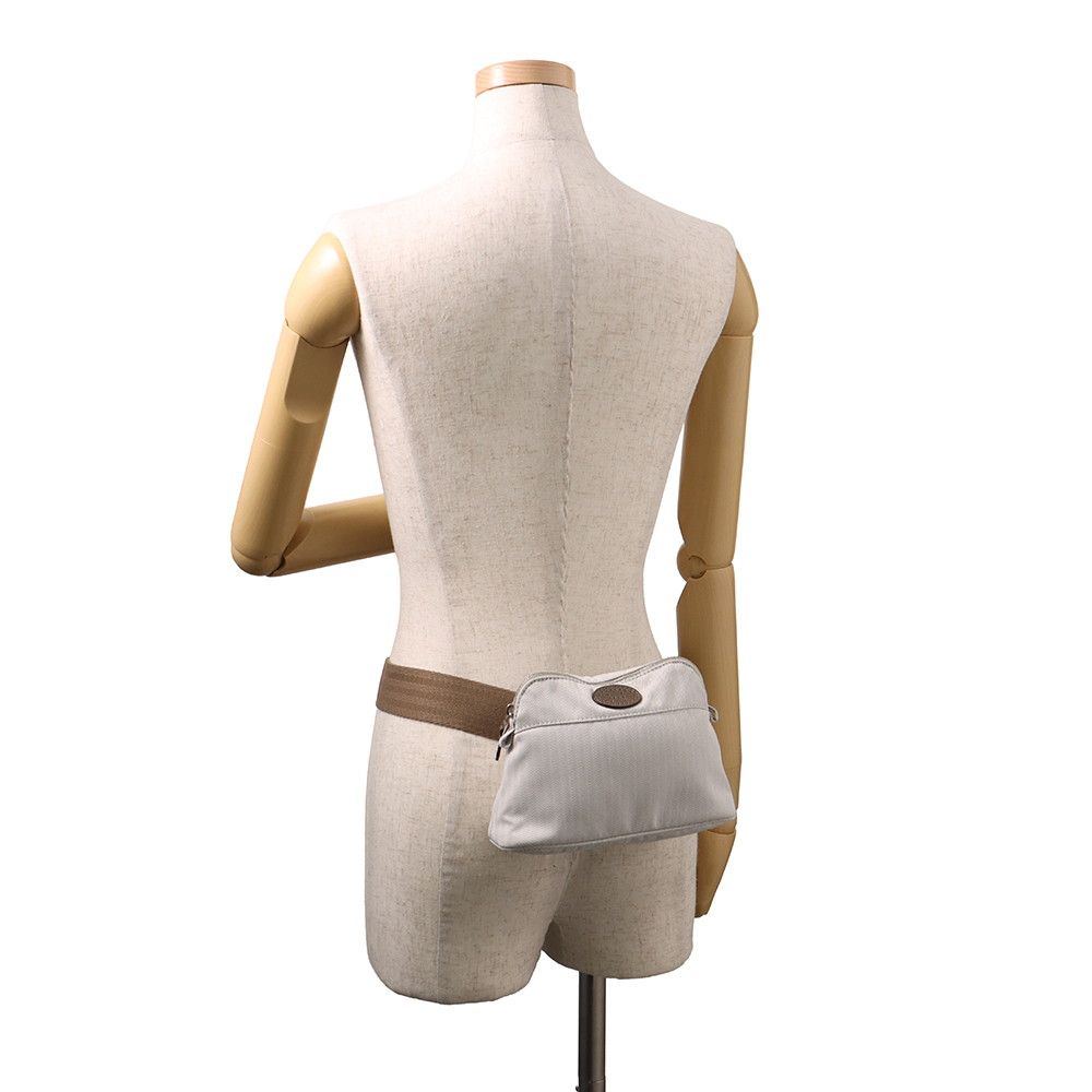 Hermes Waist Bag Bolide Ceinture Golf Beige Buffalo Etoupe Silver Cotton — view 5