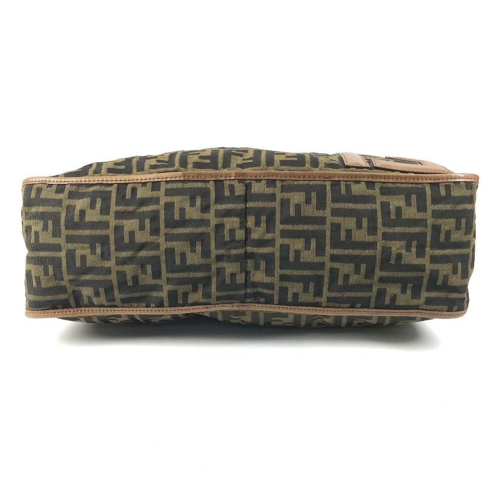 Fendi Shoulder Bag Zucca Logo Leather Canvas Khaki — view 5