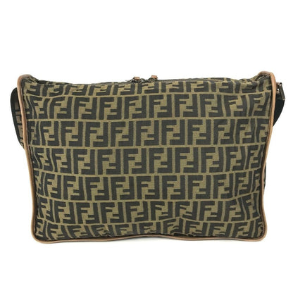 Fendi Shoulder Bag Zucca Logo Leather Canvas Khaki — view 2
