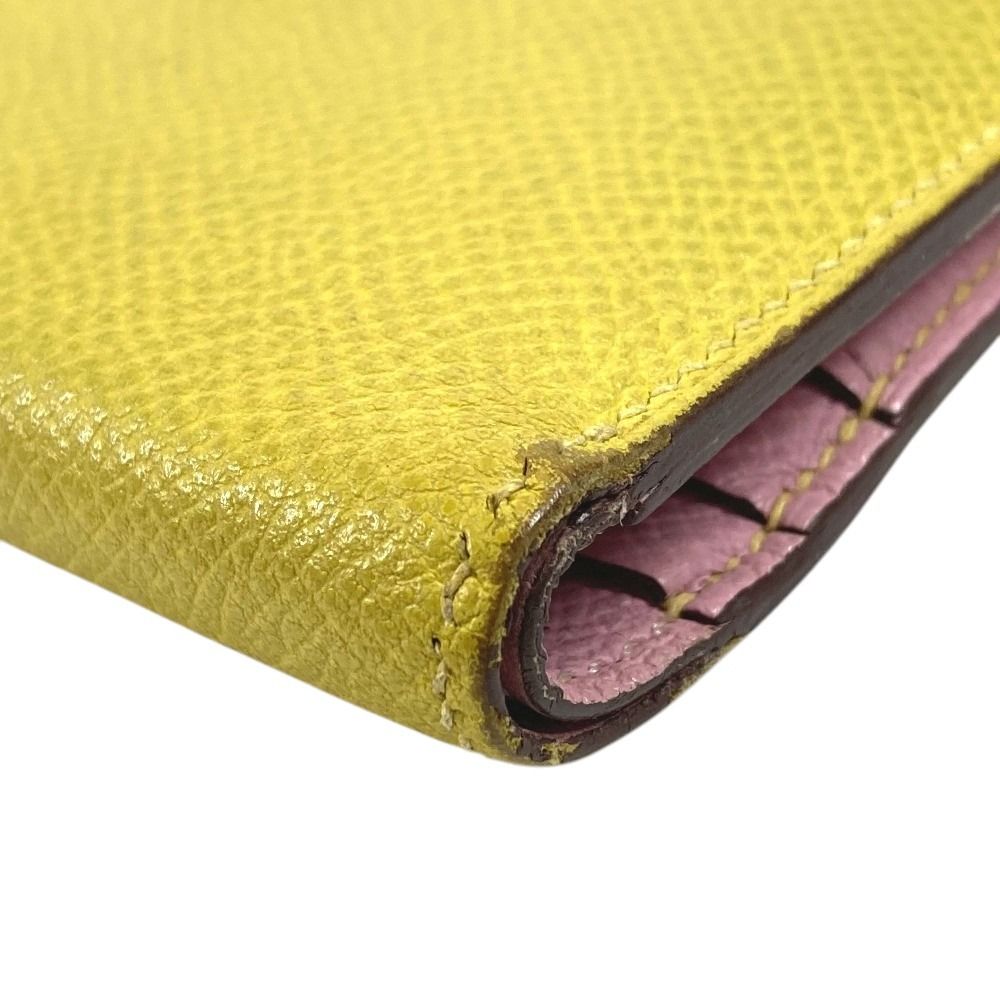 Hermes Bifold Wallet Bearn Compact Verso Epsom Yellow Pink — view 6