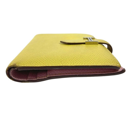 Hermes Bifold Wallet Bearn Compact Verso Epsom Yellow Pink — view 3