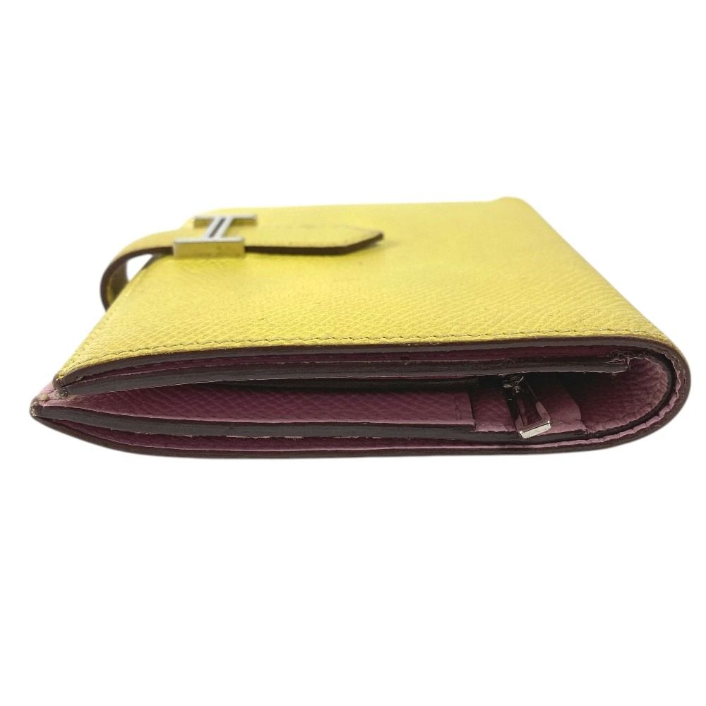 Hermes Bifold Wallet Bearn Compact Verso Epsom Yellow Pink — view 4