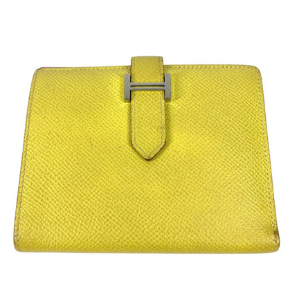 Hermes Bifold Wallet Bearn Compact Verso Epsom Yellow Pink