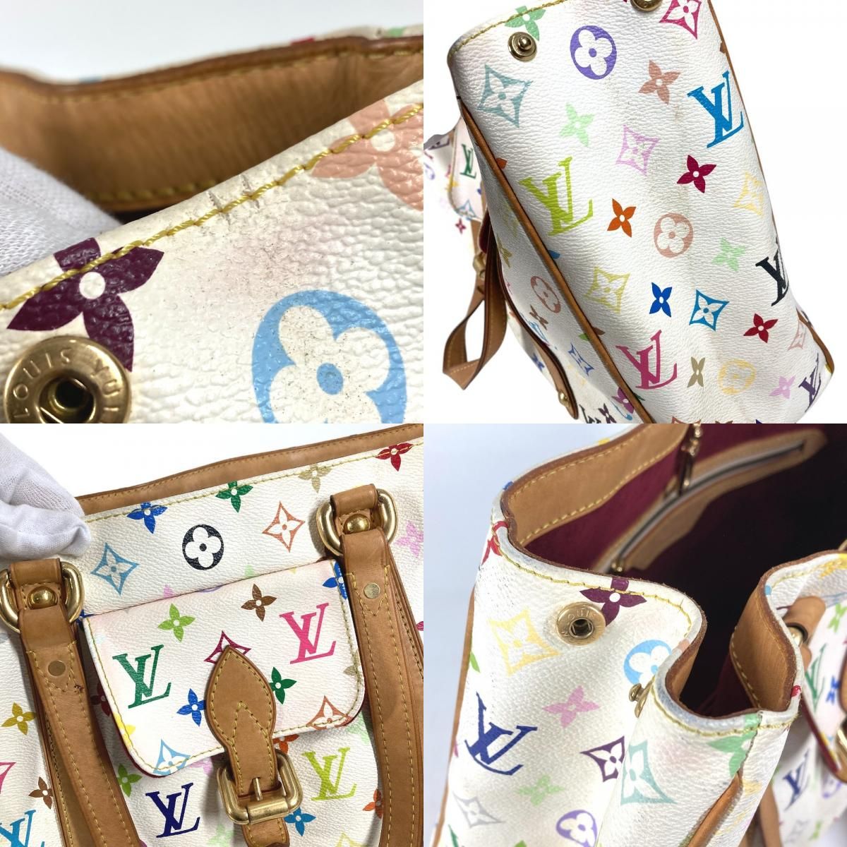 Louis Vuitton Shoulder Bag Aurelia MM Monogram Multicolor Canvas Blanc White — view 8