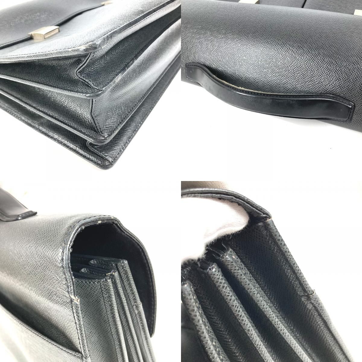 Louis Vuitton Business Bag Serviette Kazan Taiga Leather Ardoise Black — view 7