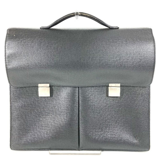 Louis Vuitton Business Bag Serviette Kazan Taiga Leather Ardoise Black