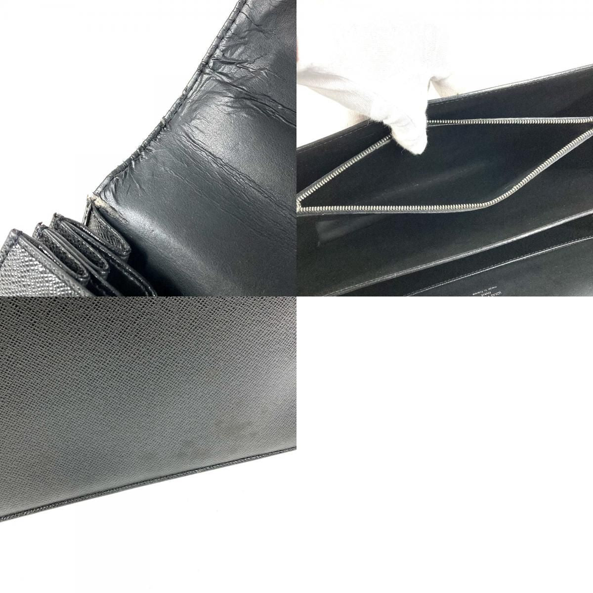 Louis Vuitton Business Bag Serviette Kazan Taiga Leather Ardoise Black — view 9