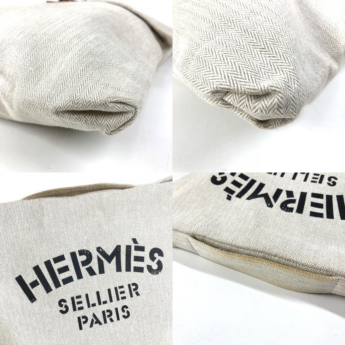 Hermes Handbag Baggage Ali Cotton White — view 7
