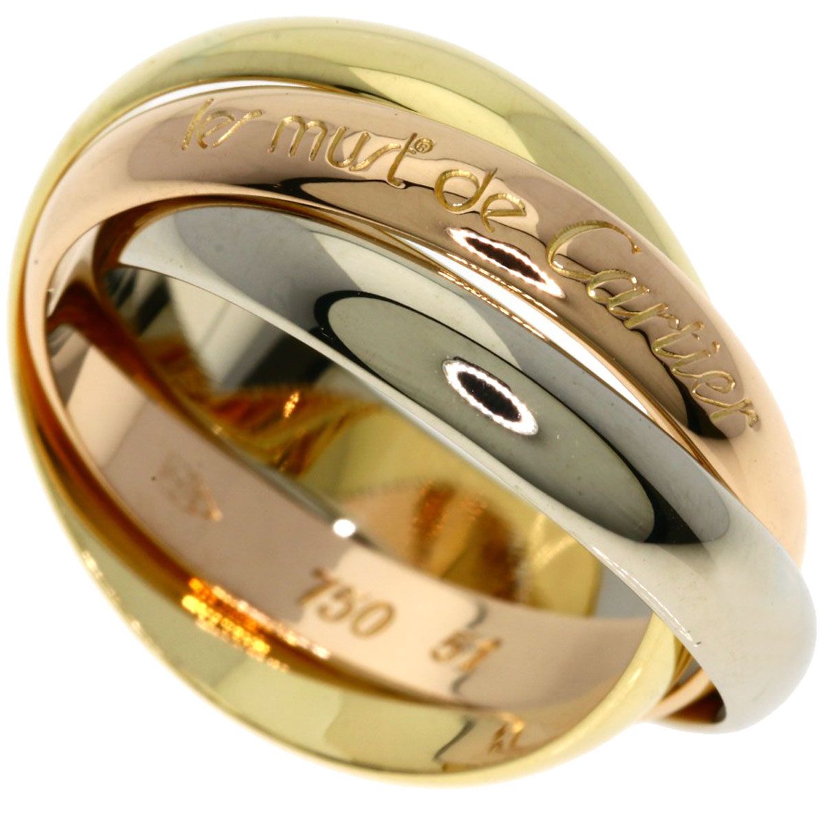 Cartier Trinity 51 Ring 18k Yellow Gold 18k Pink White