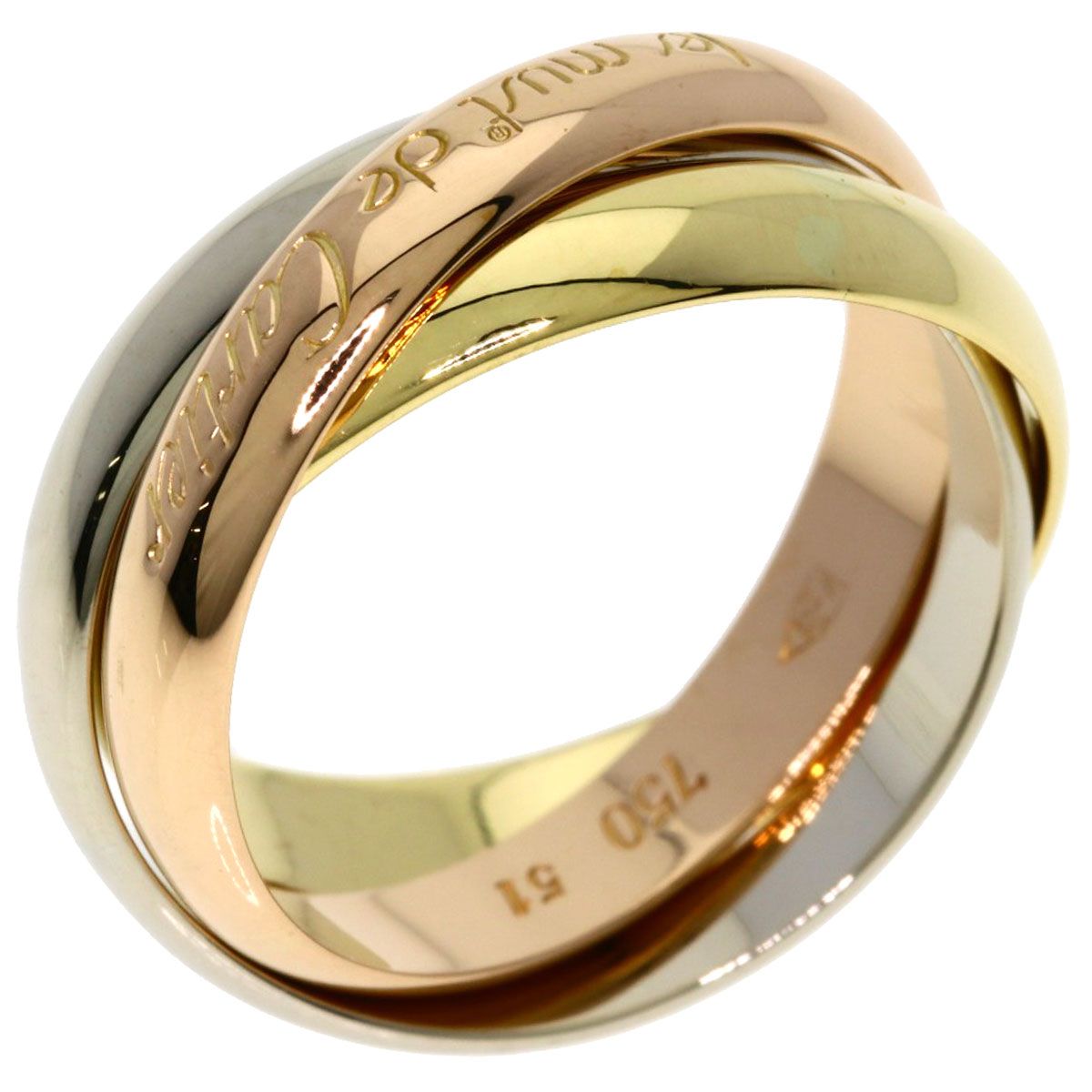 Cartier Trinity 51 Ring 18k Yellow Gold 18k Pink White — view 2