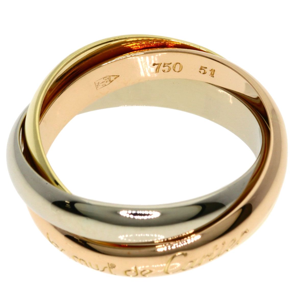 Cartier Trinity 51 Ring 18k Yellow Gold 18k Pink White — view 3