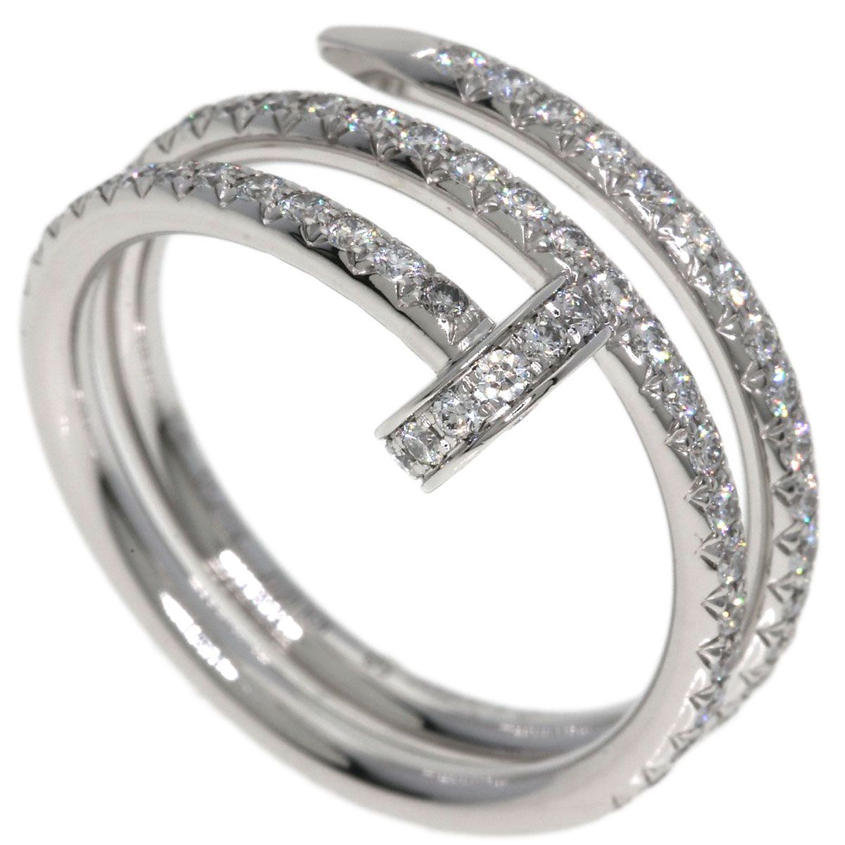 Cartier Juste un Clou Double Diamond 50 Ring 18k White Gold